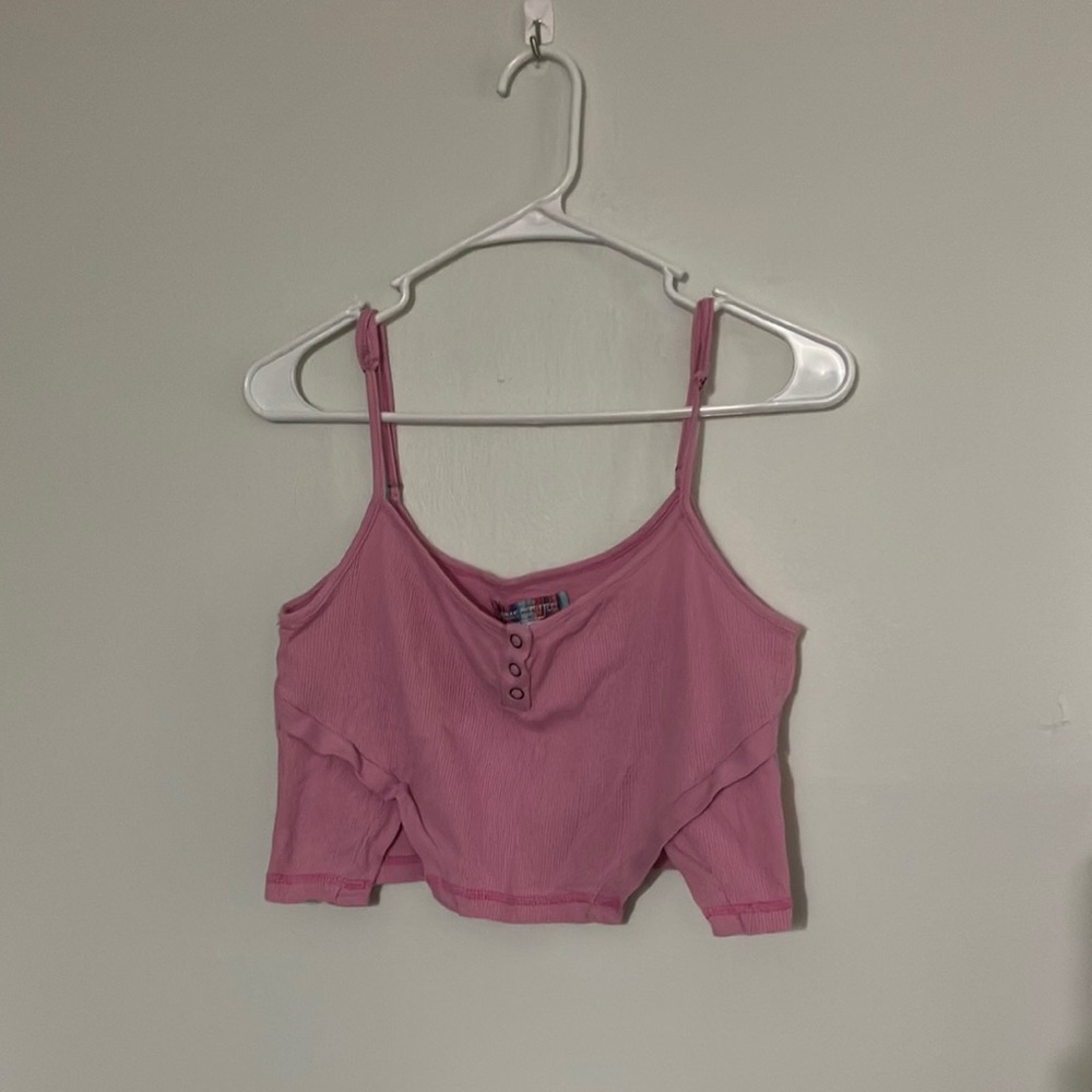 Urban Outfitters Pink Ribbed Crop Tank Top
